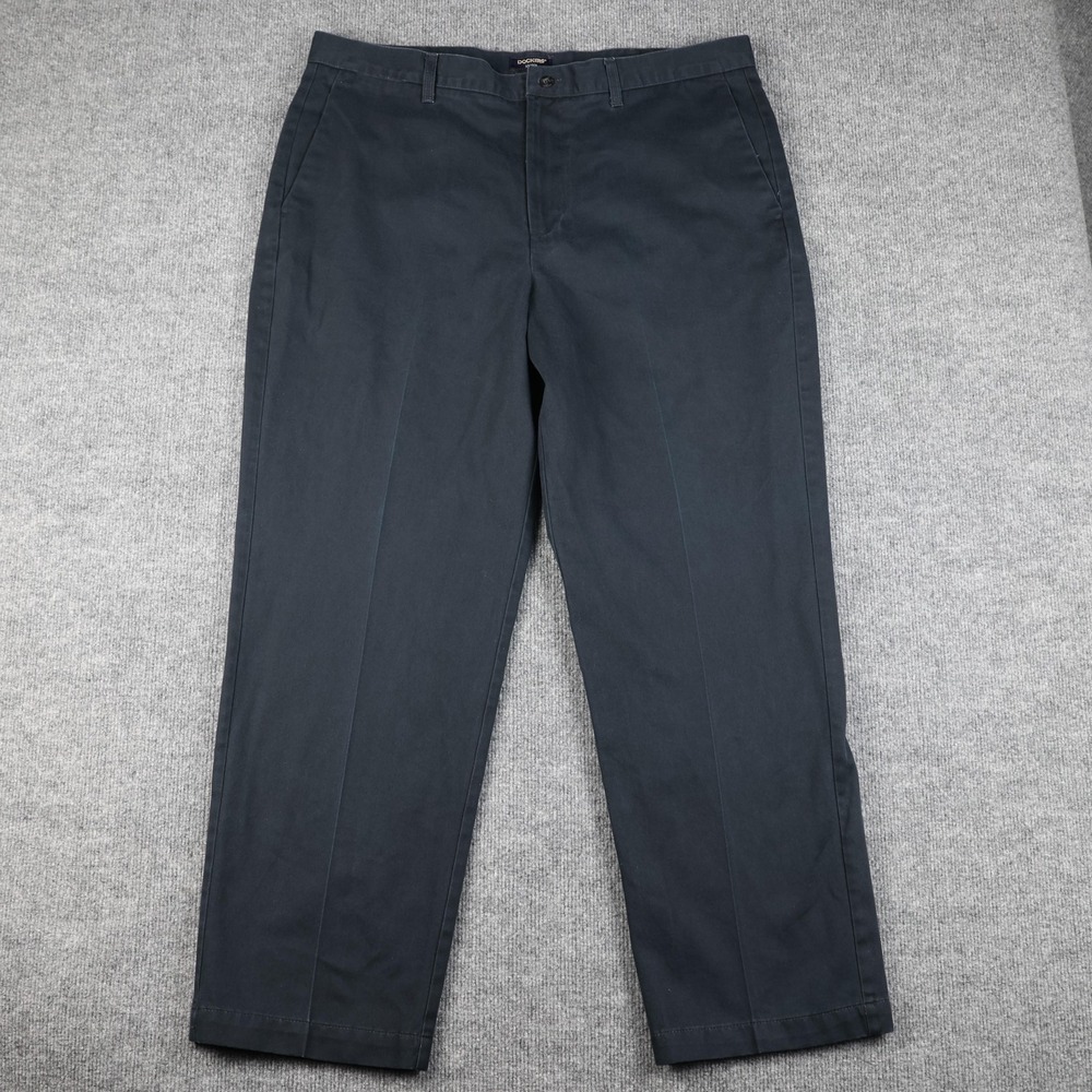 Dockers Pants Mens 40x32 Charcoal Gray Flat Front Chinos Casual Work Cotton